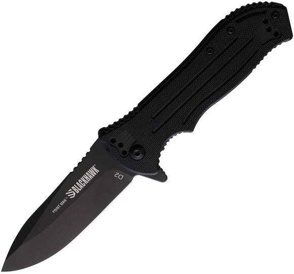 Blackhawk Point Man Linerlock A/O Black G10 Folding D2 Steel Knife 15PM201BK