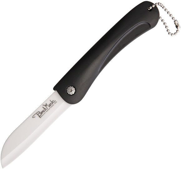 Benchmark White Ceramic Blade Black Keychain Folder Knife 062