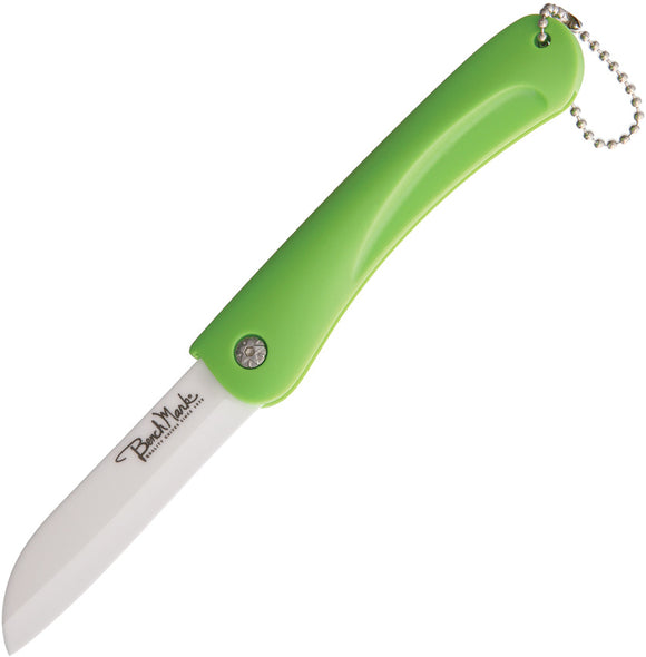 Benchmark White Ceramic Blade Lime Green Keychain Folder Knife 063