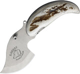 B Merry Ulu Caribou Antler Folding 440 Stainless Pocket Knife RPUCA
