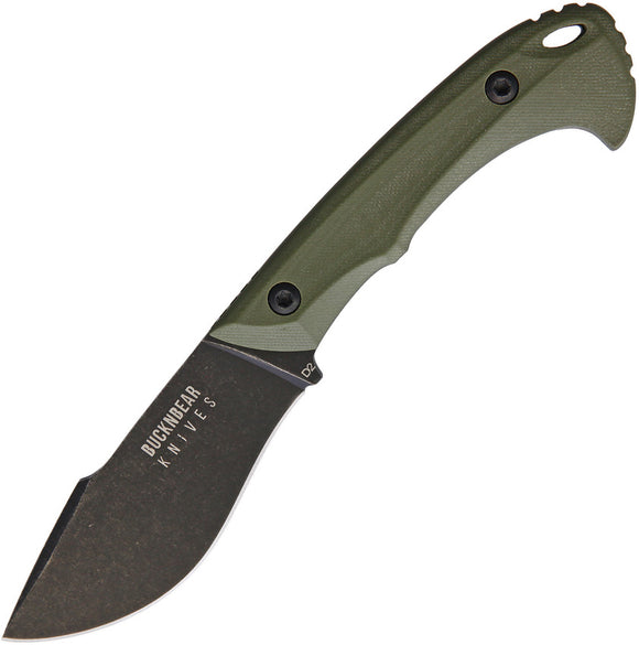 BucknBear Piranha Fixed Blade Knife Green G10 Black D2 Steel Drop Point 12333P