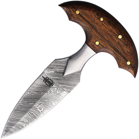 BucknBear Brown Wood Double Edge Damascus Push Dagger w/ Belt Sheath 15256