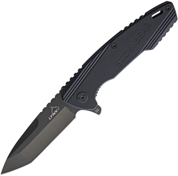 BucknBear Tactical Linerlock Black G10 Folding D2 Steel Tanto Pocket Knife 4041