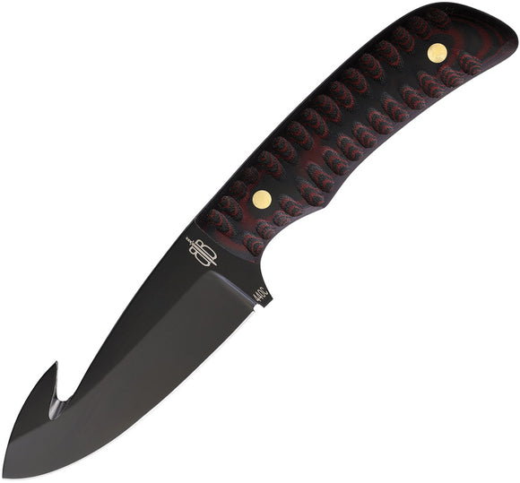 BucknBear Guthook Hunter Fixed Blade Knife Black & Red G10 Stainless 92345