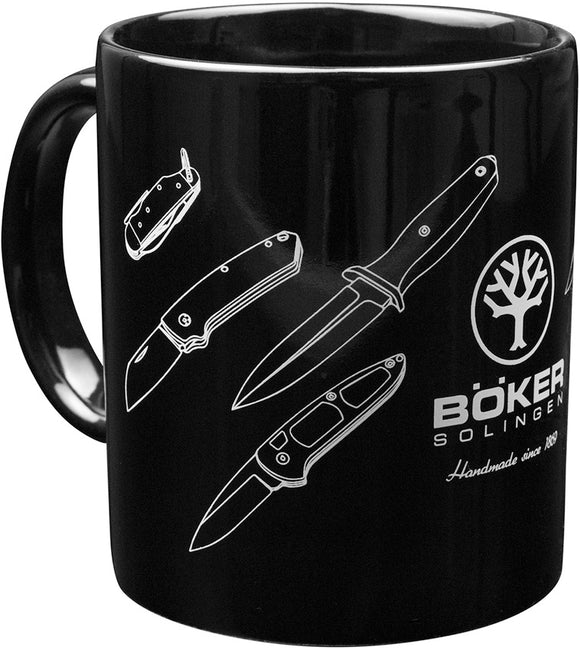 Boker Knife Artwork Black Ceramic Mug Cup 09BO186