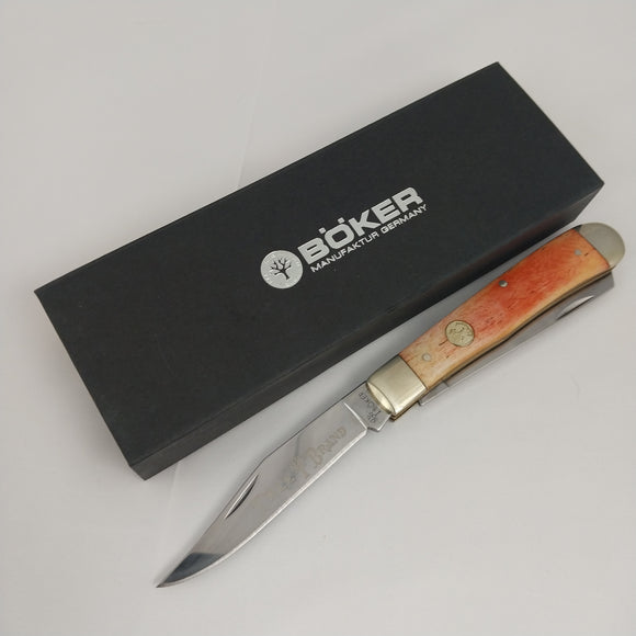 Boker Tree Brand Trapper Orange Smooth Bone Folding Pocket Knife 110718