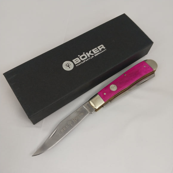 Boker Tree Brand Trapper Purple Smooth Bone Folding Pocket Knife 110719