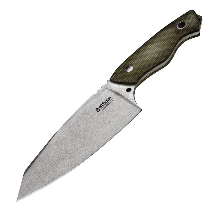 Boker 10" Field Butcher Green Micarta Handle Fixed Blade Knife w/ Shea