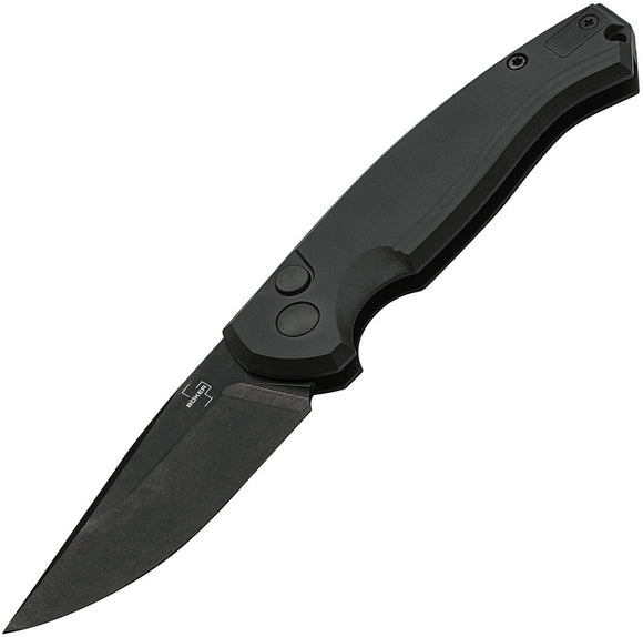 Boker Plus Automatic Karakurt Knife Button Lock Black Aluminum 154CM Blade P01BO365