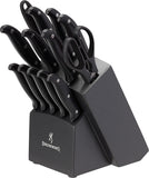 Browning Kitchen Cutlery Black Wood Fixed Kitchen Knife & Scissor Block Set 0216