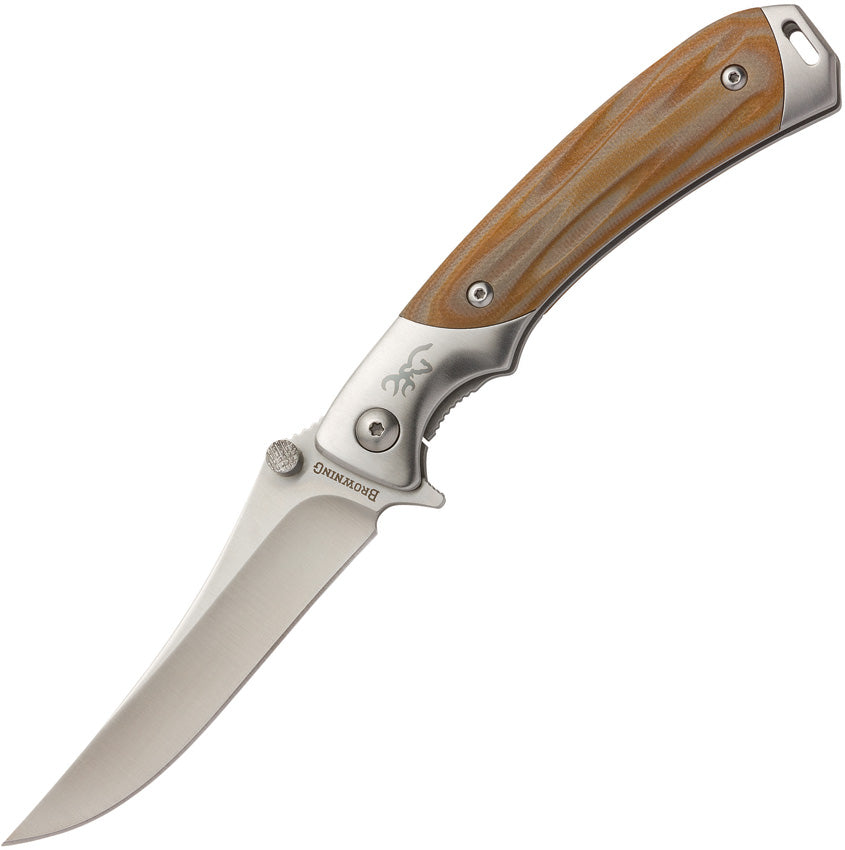 Browning Wicked Wing Framelock Brown & Gray G10 A/O Assisted Open