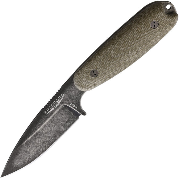 Bradford Knives Guardian 3.5 OD Green Micarta Bohler N690 Fixed Blade Knife w/ Sheath 35S102N