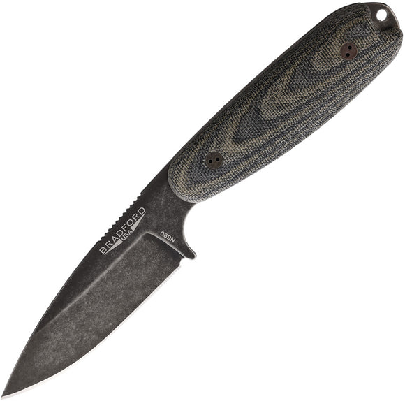 Bradford Knives Guardian 3.5 Black Micarta Bohler N690 Fixed Blade Knife w/ Sheath 35S109N