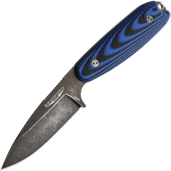Bradford Knives Guardian 3.5 Black & Blue Micarta Bohler N690 Fixed Blade Knife w/ Sheath 35S113N