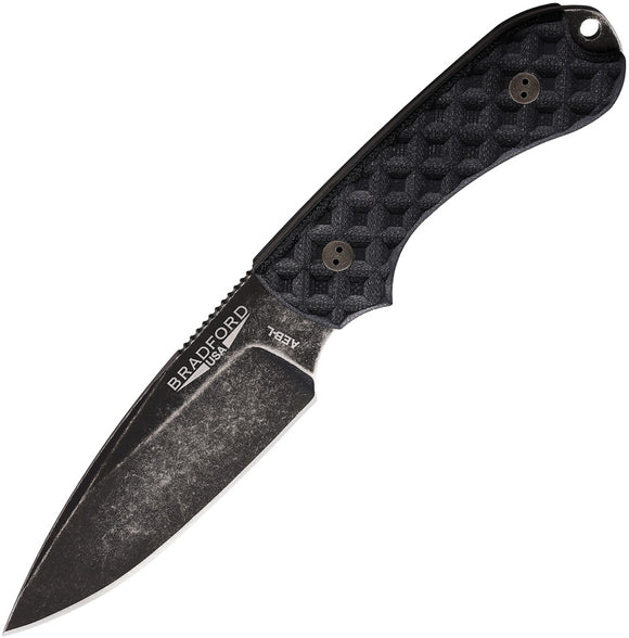 Bradford Knives Guardian 3 Black Sculpted G10 AEB-L Stainless Fixed Blade Knife w/ Sheath 3FE001NA