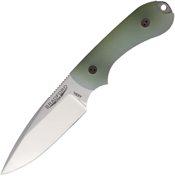 Bradford Knives Guardian 3 HP Ghost Jade G10 Stainless Steel Fixed Blade Knife w/ Leather Sheath