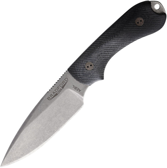 Bradford Knives Guardian 3 Black G10 AEB-L Fixed Blade Knife w/ Sheath 3FE201A