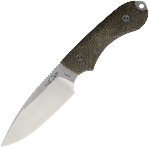 Bradford Knives Guardian 4 3D Fixed N690 Blade Knife w/ Green Micarta 4FE102