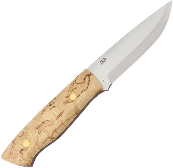 BRISA EnZo  Trapper 95 Birch Wood O1 Steel Fixed Blade Knife + Belt Sheath I2055