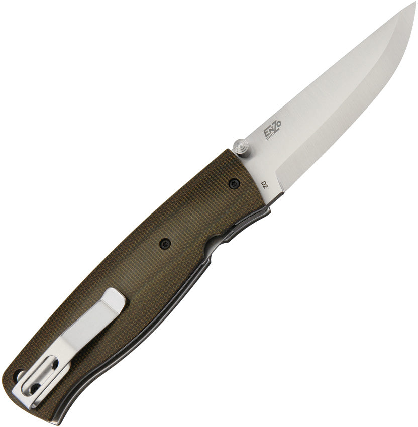 BRISA EnZo Birk 75 Linerlock Green Micarta D2 Steel Scandi Folding