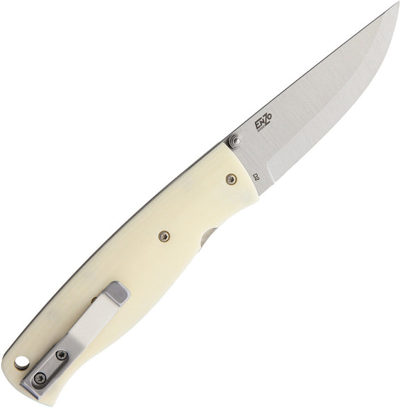 BRISA EnZo Birk 75 Linerlock D2 Steel  Micarta White Handle Folding Knife 2511