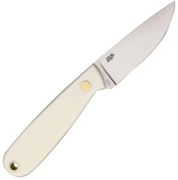 BRISA EnZo Necker 70 Ivory White Micarta Fixed Blade Knife w/ Kydex Sheath I5802
