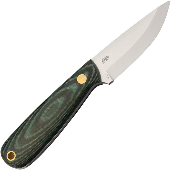 BRISA EnZo Necker 70 Green Micarta Scandi Fixed Blade Knife Kydex Sheath 9805