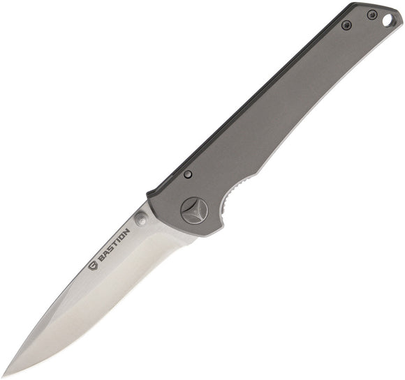 Bastion Partizan Framelock Titanium Gray Handle Folding D2 Tool Steel Knife TN10