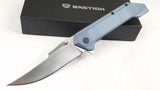 Bastion Stryker Framelock Slate Blue Handle Plain Folding Knife 2411