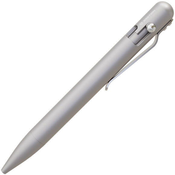 Bastion EDC Silver 6061-T6 Aluminum Bolt Action Writing Pen w/ Pocket Clip 249S