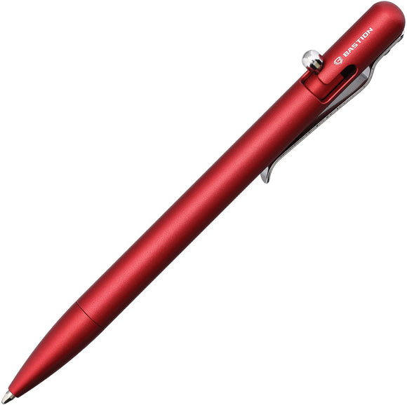 Bastion Slim Bolt Action Red Aluminum Retractable Ball Point Pen 256R