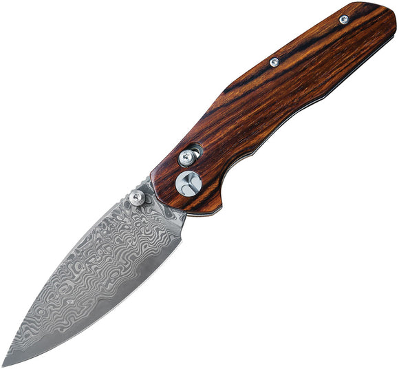 Bestechman Ronan Crossbar Lock Rosewood Folding Damascus Pocket Knife KMK02L