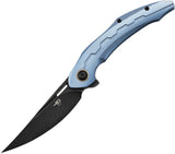 Bestech Marukka Framelock Blue Titanium M390 Folding Knife 2002b- On Sale