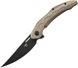 Bestech Marukka Framelock Bronze Titanium M390 Folding Knife 2002c   - On Sale
