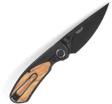 Bestech Knives Lito Framelock Titanium & Olive Wood Folding M390 Knife T2307C