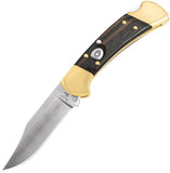 Buck Automatic 112 Knife Lockback Ebony Wood CPM-S30V Stainless Clip Point Blade 112BRSA