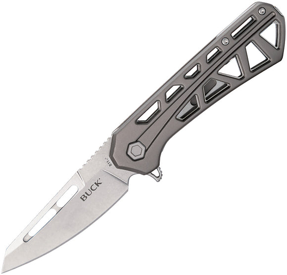 Buck Trace Ops Linerlock Gray Aluminum Folding 7Cr17MoV Pocket Knife 811GYS