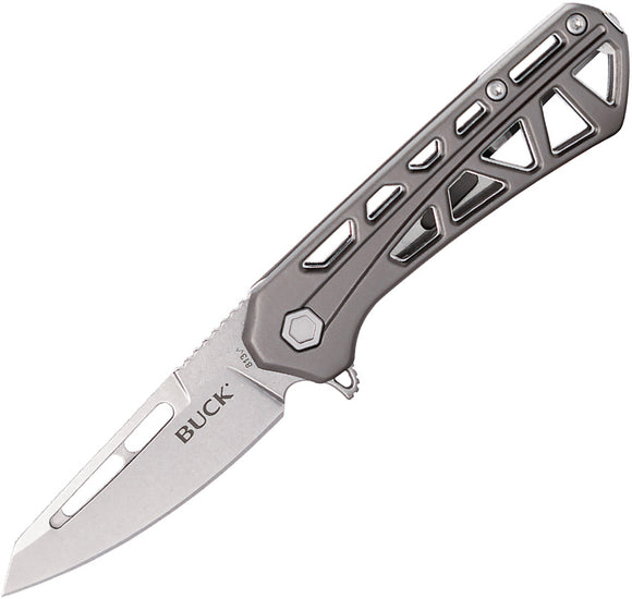 Buck Mini Trace Ops Linerlock Gray Aluminum Folding 7Cr17MoV Pocket Knife 813GYS