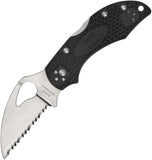 Byrd Robin 2 Lockback Black Folding 8Cr13MoV Wharncliffe Serrated Knife 10SBKWC2
