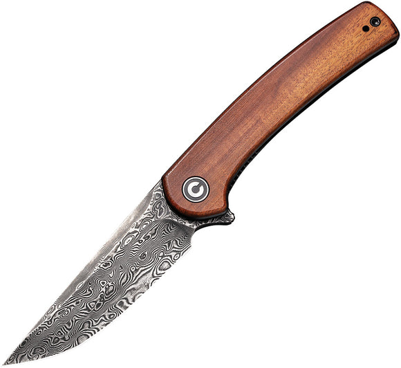 Civivi Mini Asticus Linerlock Cuibourtia Wood Folding Damascus Knife 19026BDS2