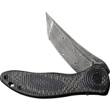 Civivi Synergy3 Linerlock Black G10/CF Folding Tanto Damascus Knife 20075BDS1