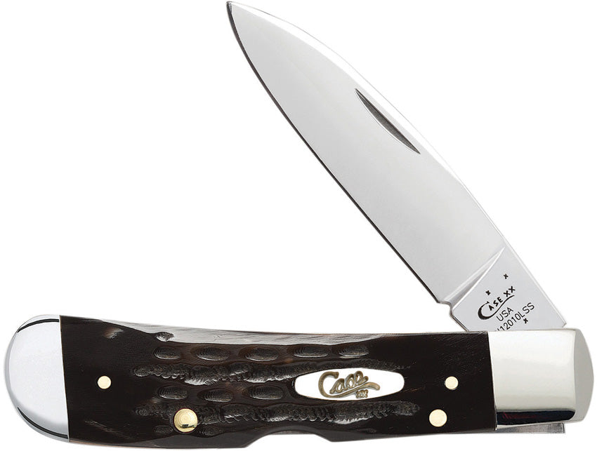 【極厚革６ＭＭ】BUFFALO HORN Case XX Jigged Buffalo Horn Mini Trapper Folding Knife