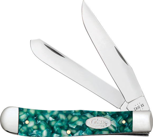 Case Cutlery Trapper SparXX Green Kirinite Folding Stainless Pocket Knife  OPEN BOX