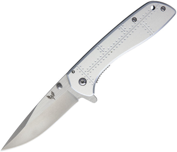 Combat Ready Linerlock A/O Silver Aluminum Folding Stainless Pocket Knife 365
