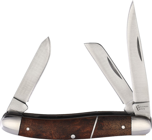 Cattleman's Cutlery Stockman Pocket Knife Burl Wood Folding Stainless 0001BM