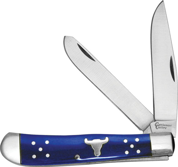 Cattleman's Cutlery Trapper Blue Delrin Folding Stainless Pocket Knife 0002BL