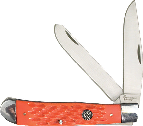 Cattleman's Cutlery Orange Handle Signature Trapper 3Cr13 Folding Knife 0002JOD