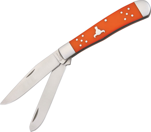 Cattleman's Cutlery Brahma Bull Trapper Knife Orange Delrin Folding 3Cr13 0002OD