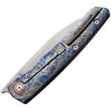 CH Knives Framelock Blue Titanium Folding Bohler M390 Pocket Knife 3550BL
