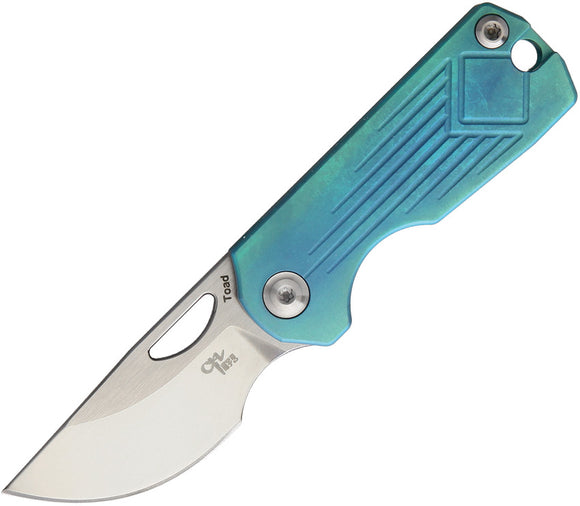 CH Knife Toad Slip Joint Mini Teal Titanium AUS-8 Folding Pocket Knife TOADT
